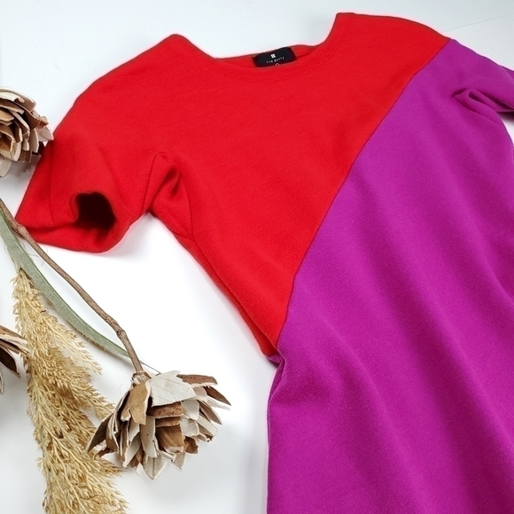 Lisa Perry Casual Coral Color Block Wool Dress 0 - Picture 15 of 16